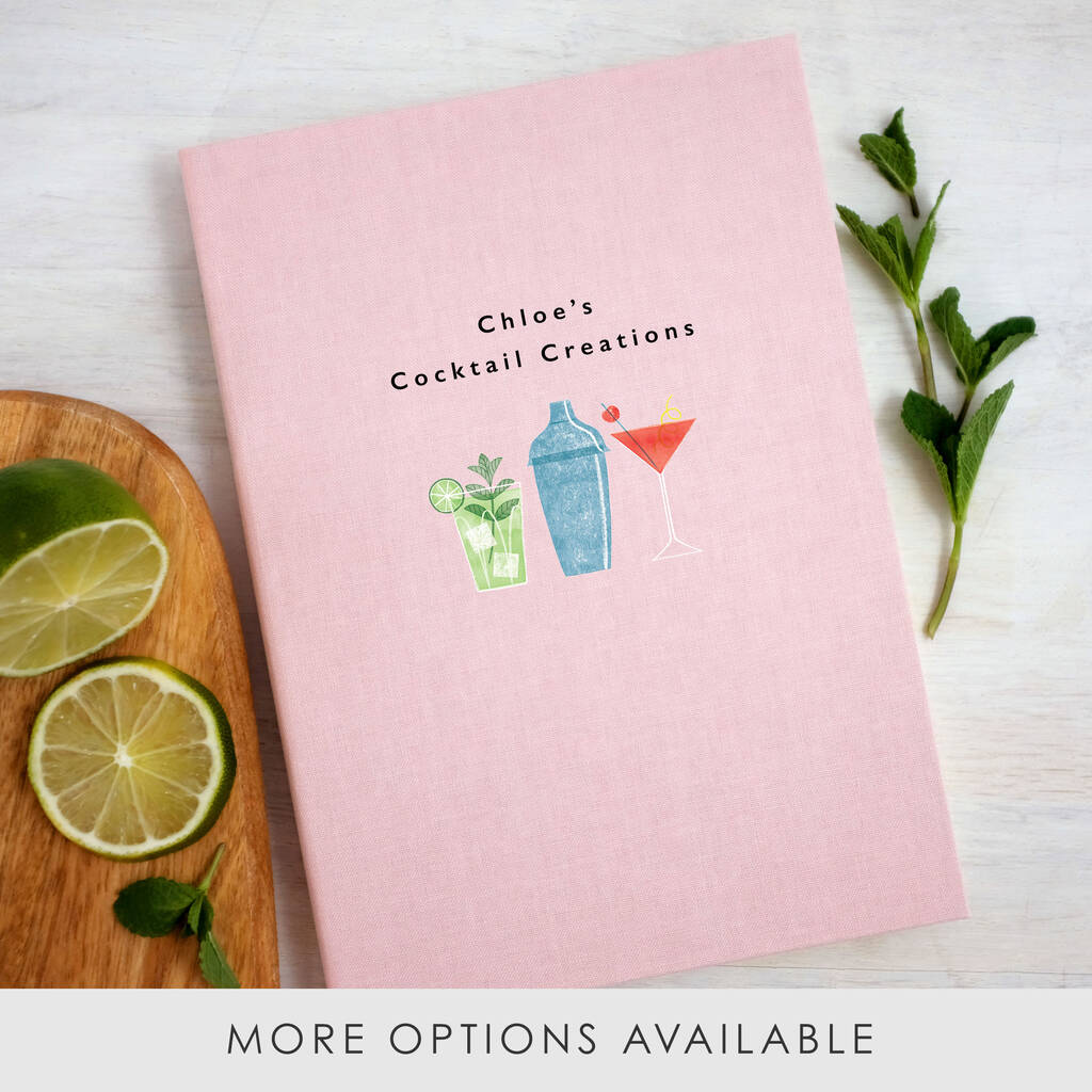 Personalised Cocktail A5 Cloth Bound Notebook, 1 of 8
