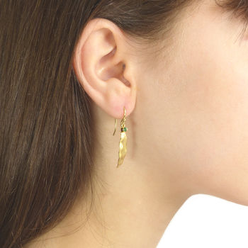 Emerald Earrings In 18ct Gold Leaf Design, 2 of 8
