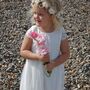 White Lace Flower Girl Dress With Sash In 35 Colours, thumbnail 5 of 8