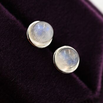 Natural Moonstone Stud Earrings In Sterling Silver, 7 of 12