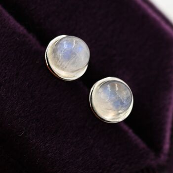 Natural Moonstone Stud Earrings In Sterling Silver, 6 of 12