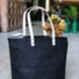 Personalised Black And Leather Jute Shopper, thumbnail 4 of 6