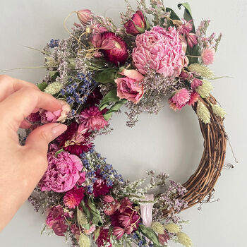 Rose, Peony And Lavender Dried Flower Wreath, 2 of 6