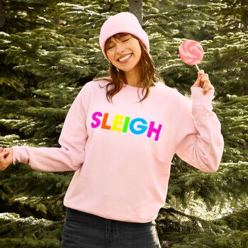 Neon Rainbow Sleigh Christmas Sweatshirt Jumper, 2 of 5