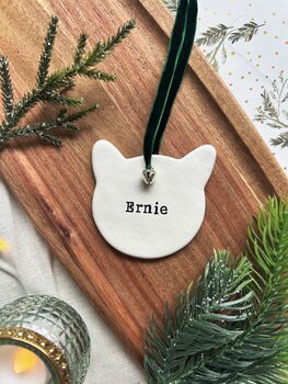 Personalised Clay Cat Christmas Decoration, 2 of 4