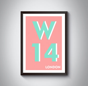 W14 Hammersmith London Postcode Typography Print, 10 of 11