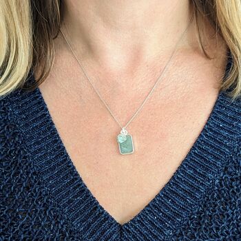 The Duo Aquamarine Necklace, Sterling Silver, 6 of 11