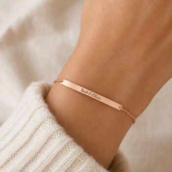 Personalised Curve Bar Bracelet Engrave Name Symbol, 6 of 10