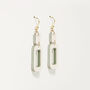 Cream And Green Rectangle Earrings, thumbnail 4 of 7