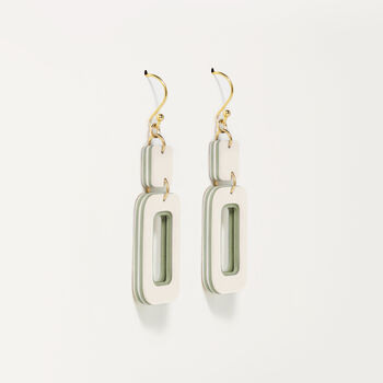 Cream And Green Rectangle Earrings, 4 of 7