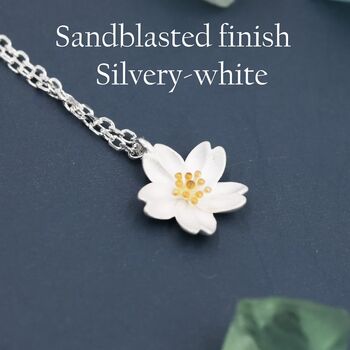 Sterling Silver Cherry Blossom Flower Pendant Necklace, 4 of 9