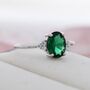 Emerald Green Cz Oval Ring In Sterling Silver, thumbnail 6 of 12