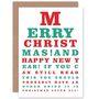 Eye Chart Funny Cheeky Christmas Card, thumbnail 1 of 4