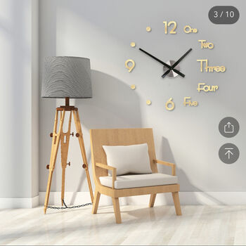 Stylish Gold 3D Diy Stick On Wall Clock, 2 of 4