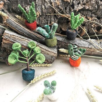 Handmade Felt Mini Hanging Plants, Set Of Six, 2 of 3