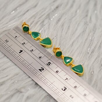 Green Onyx Drop Earrings: Silver Or Gold, Boho Gemstone Jewelry, 9 of 10