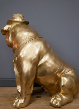 Gold Bulldog With Hat And Tie Ornament, 2 of 2