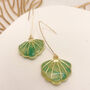 Green Sea Shell Threader Earrings, thumbnail 4 of 9