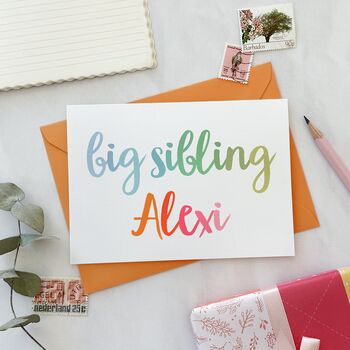 Personalised Big Sister New Baby Sibling Card, 8 of 9