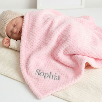 Personalised Pink Waffle Baby Blanket, 4 of 6