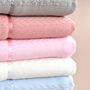 Personalised Knitted Baby Pink Blanket With Bow, thumbnail 4 of 7