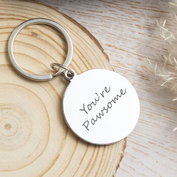 Stainless Steel Engraved Circle Keyring With Paw Prints, 3 of 6