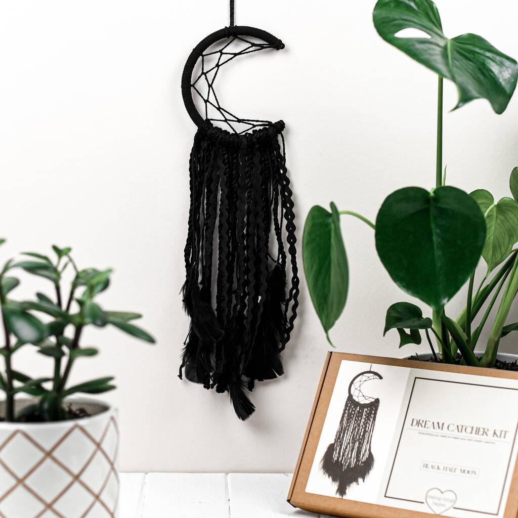 Image of Make Your Own Black Half Moon Dream Catcher Craft Kit