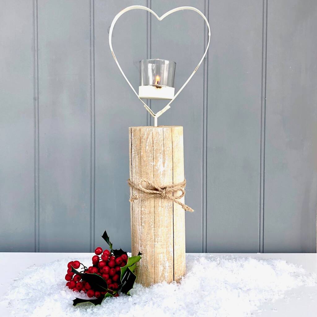 large wooden candle holder by pink pineapple home & gifts