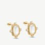Gold Pearl Oval Stud Earrings, Women's Jewellery, thumbnail 2 of 3