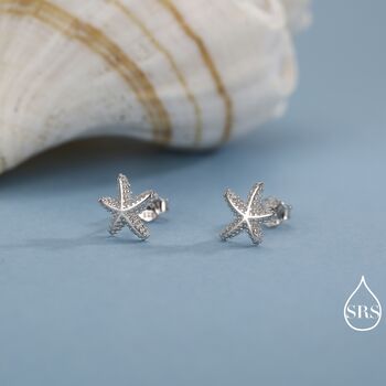 Sterling Silver Little Star Fish Stud Earrings, 2 of 12