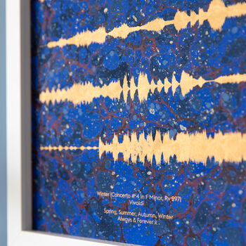 Gold Sound Wave Print On Marbled Paper, 3 of 8