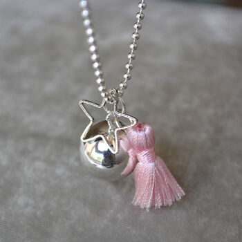 Bola Maternity Necklace With Baby Pink Pompon, 3 of 7