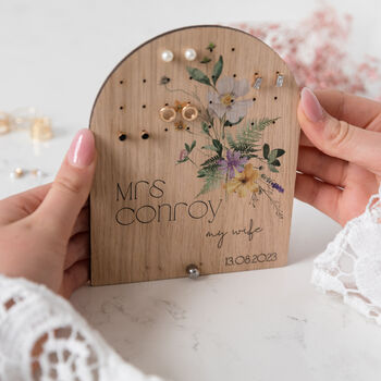 Personalised Dainty Summer Flowers Arch Earring Storage, 2 of 5