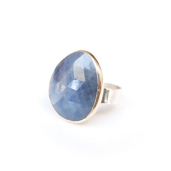 Sapphire Gemstone Ring Set In 9 Ct Gold And Silver, 5 of 6