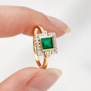 Green Onyx Vintage Deco Style Ring, 2 of 7