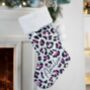 Personalised Velvet Leopard Print Christmas Stocking, thumbnail 3 of 4