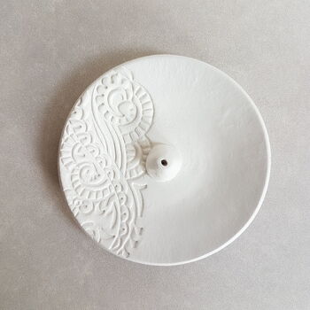 Henna Design White Clay Incense Burner, 3 of 3