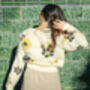 Cream Yellow Cropped Floral Print Jumper, thumbnail 2 of 6