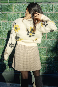 Cream Yellow Cropped Floral Print Jumper, 2 of 6