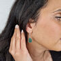 Emerald May Birthstone Dangle Drop Silver Earrings, thumbnail 2 of 4