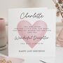 Personalised Pink Heart 21st Birthday Card For Daughter, thumbnail 1 of 7