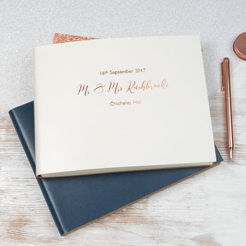 Personalised Leather Bound Wedding Guest Book, 10 of 11