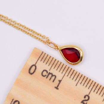 Garnet Red Teardrop Pendant Necklace, 3 of 5