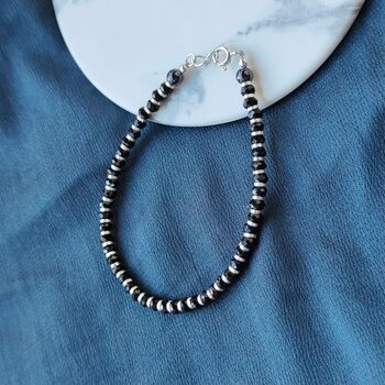 925 Silver Black Beaded Nazar Thin Bracelet, 4 of 5