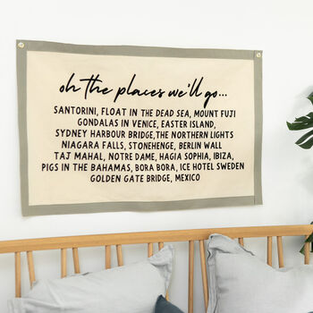 Personalised Travel Bucket List Fabric Wall Hanging, 2 of 5
