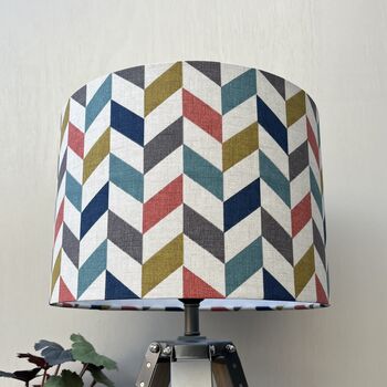 Phoenix Multicoloured Geometric Print Drum Lampshades, 3 of 8