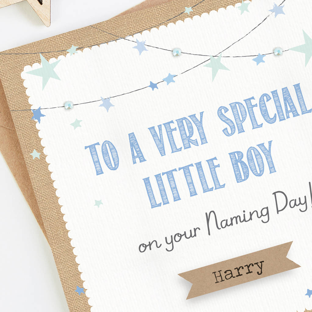Personalised Blue Naming Day Card By LOOM Weddings Personalised Blue Naming Day Card By LOOM Weddings