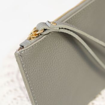 Dove Grey Leather Clutch Purse, 4 of 11