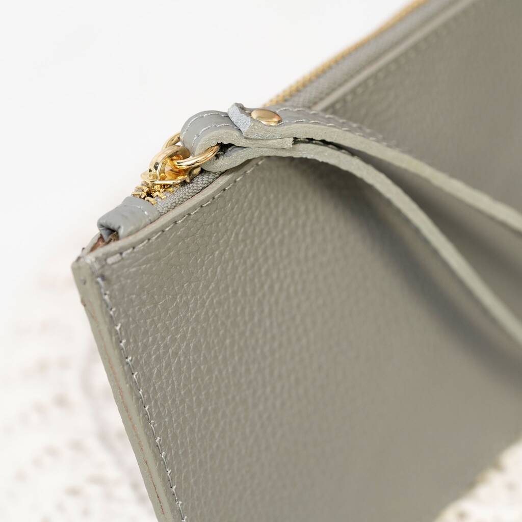 Dove Grey Leather Clutch Purse By Grace Valour