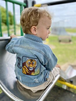 Personalised Baby/Toddler Denim Jacket With Tiger, 10 of 11